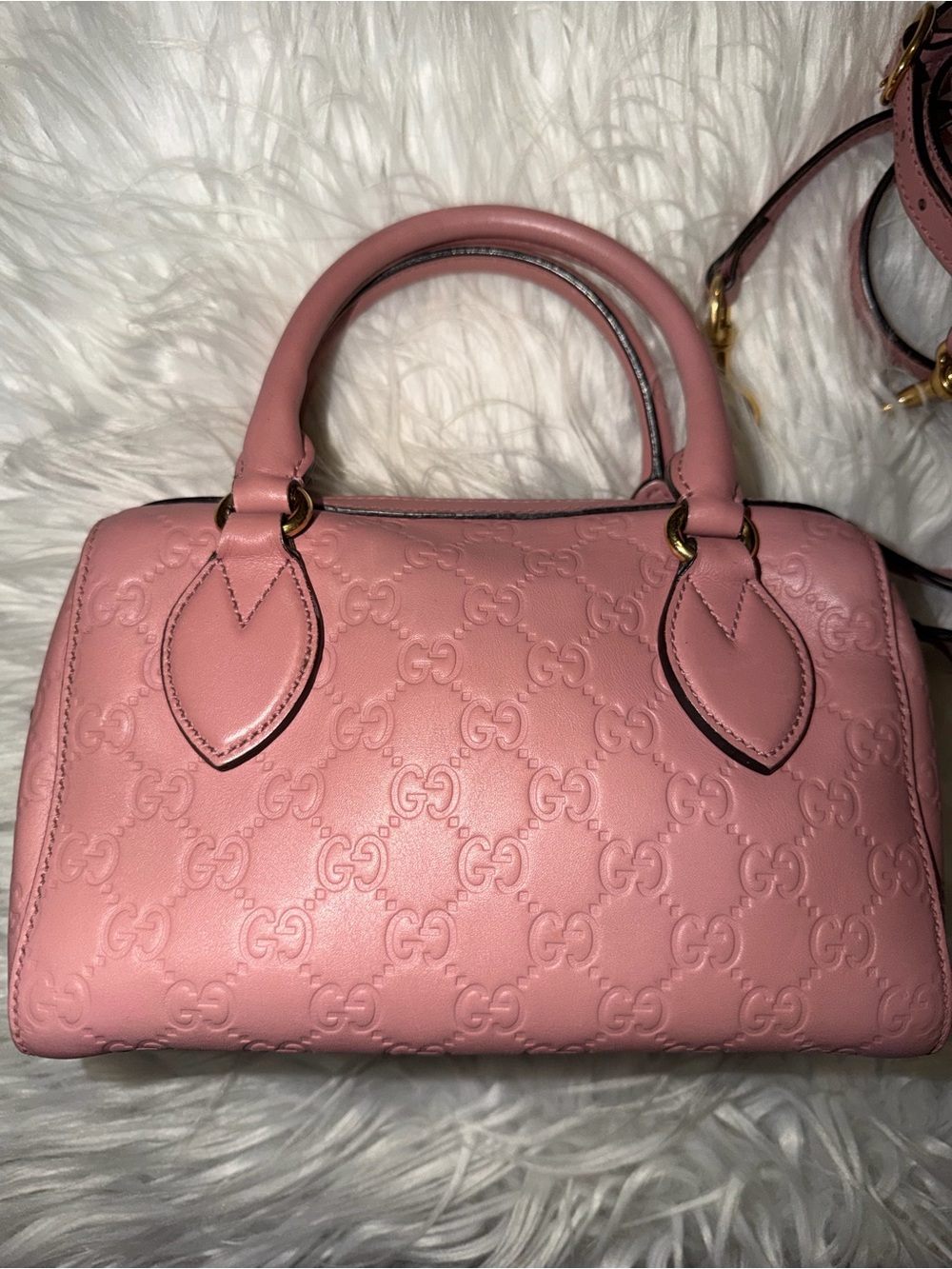Gucci Pink Microguccissima Leather Satchel with Gold Hardware